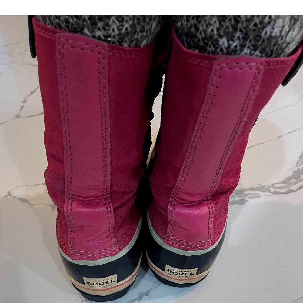 Sorel Sz 6 Kids Girls Joan of Arctic Winter Boots Pink Waterproof Womens 7.5 EUC